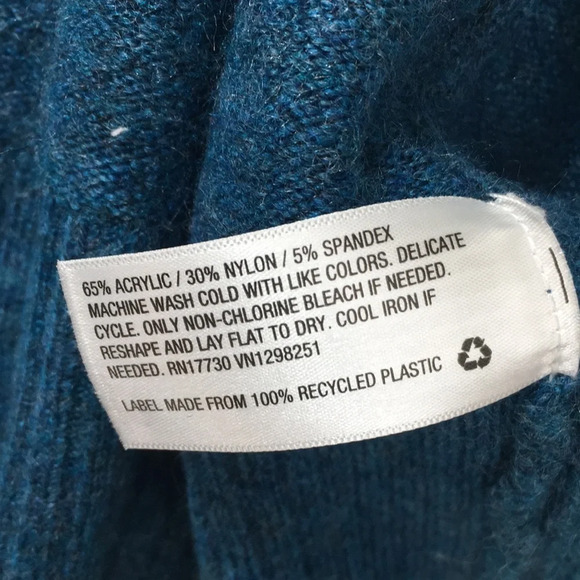 A New Day Blue Yellow Stripe Knit Tunic Cardigan Sweater Womens Small Open Front - Picture 6 of 10